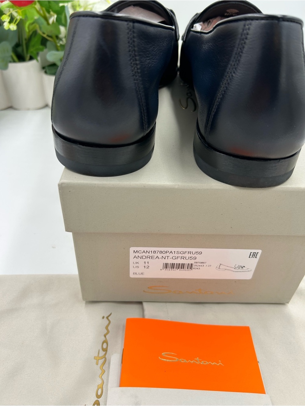 Men's Santoni, Andrea, tassel leather loafers size 12 US made in Italy - Picture 6 of 10